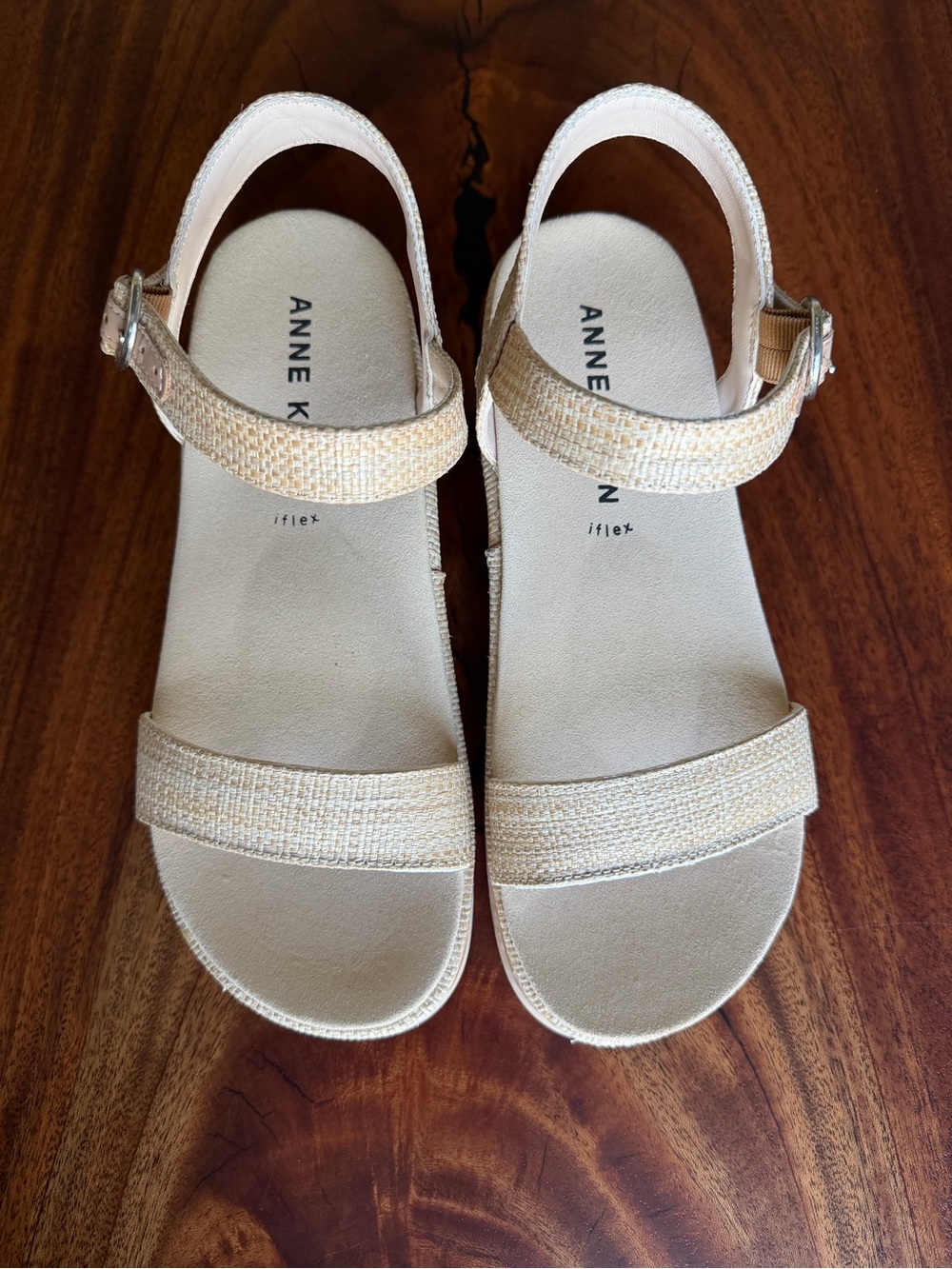 NWOT Anne Klein Women’s Vada Platform Sandals Raffia Natural Tan Beige Size 7.5